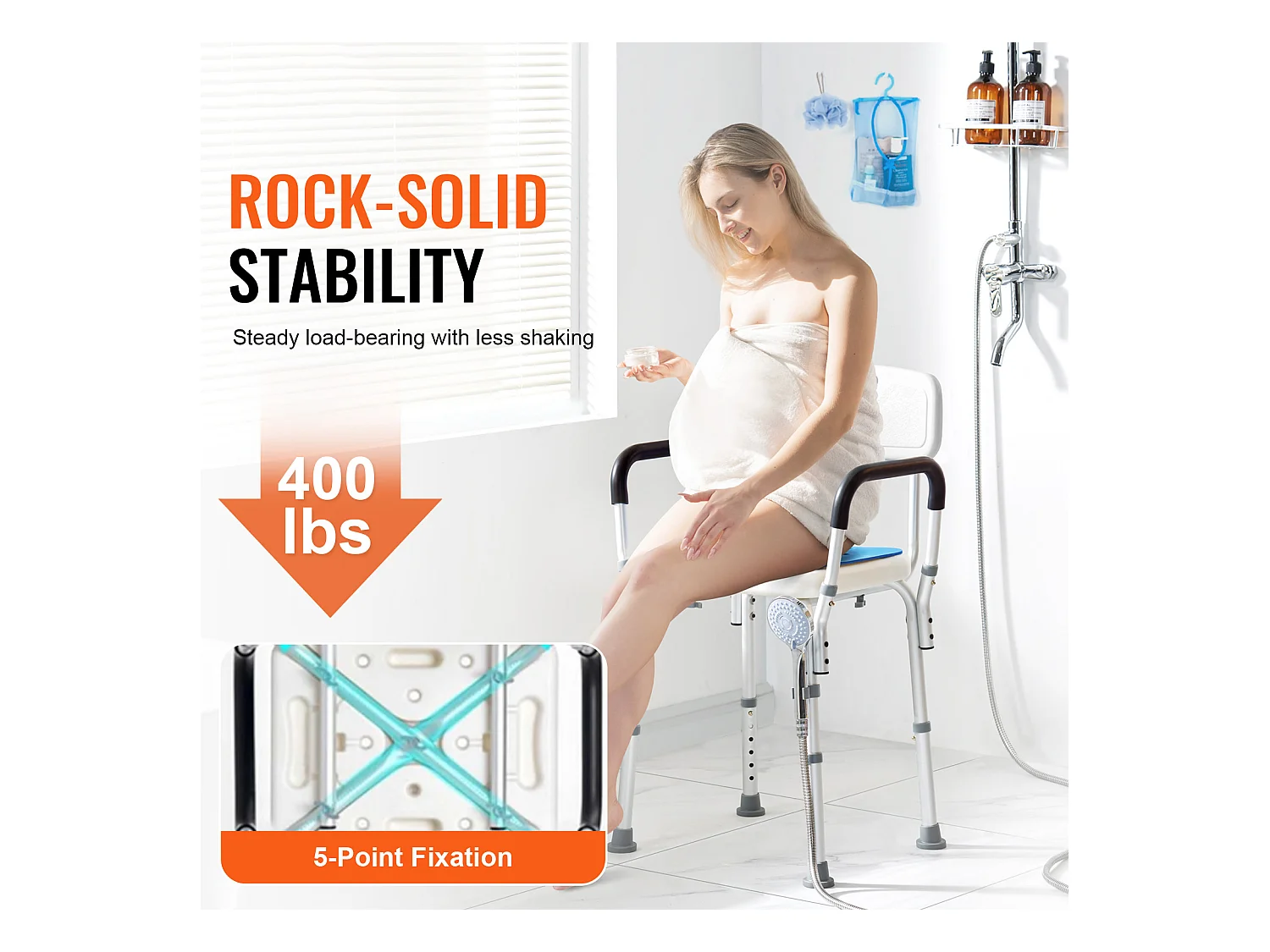 Chaise de Douche SucceBuy Chaise de Douche Robuste de 400 lb avec Hauteur Réglable, Surface Antidérapante, Idéale pour la Baignoire et la Douche