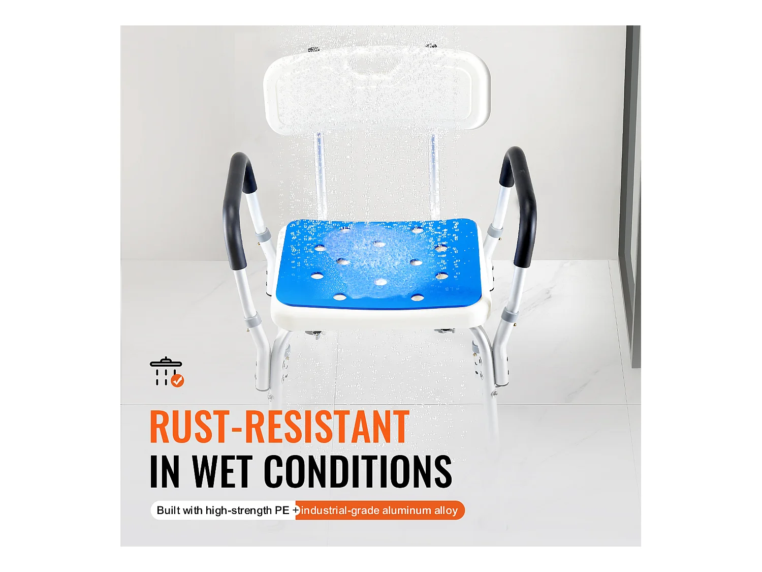 Chaise de Douche SucceBuy Chaise de Douche Robuste de 400 lb avec Hauteur Réglable, Surface Antidérapante, Idéale pour la Baignoire et la Douche
