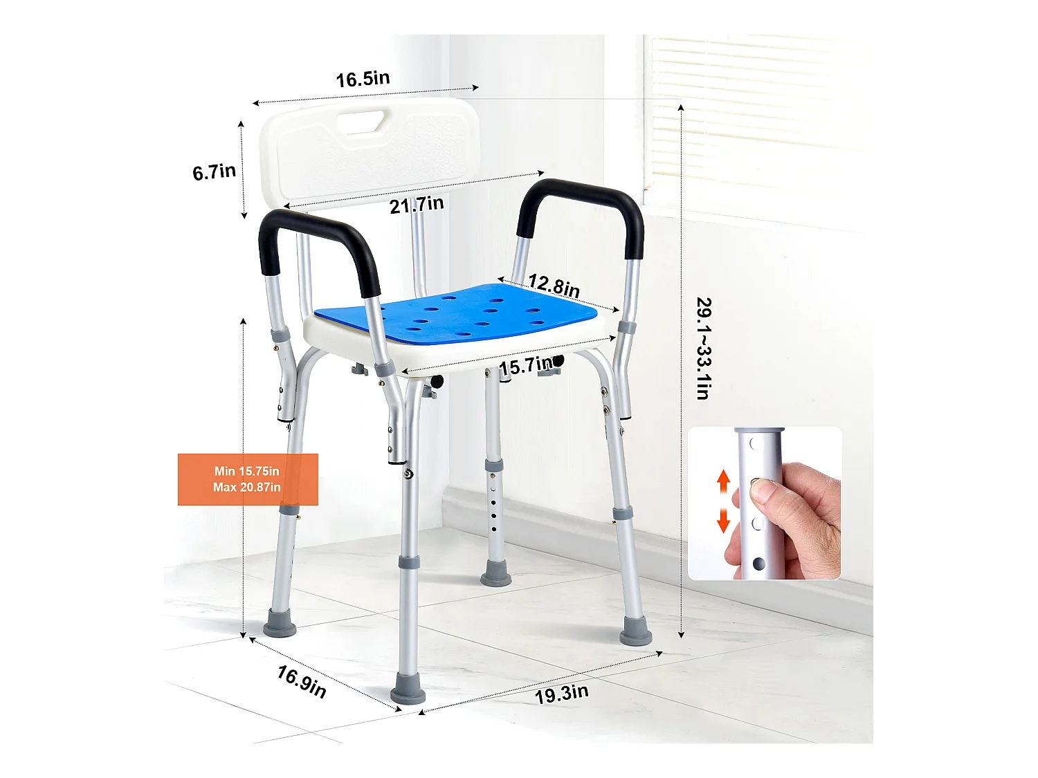 Chaise de Douche SucceBuy Chaise de Douche Robuste de 400 lb avec Hauteur Réglable, Surface Antidérapante, Idéale pour la Baignoire et la Douche