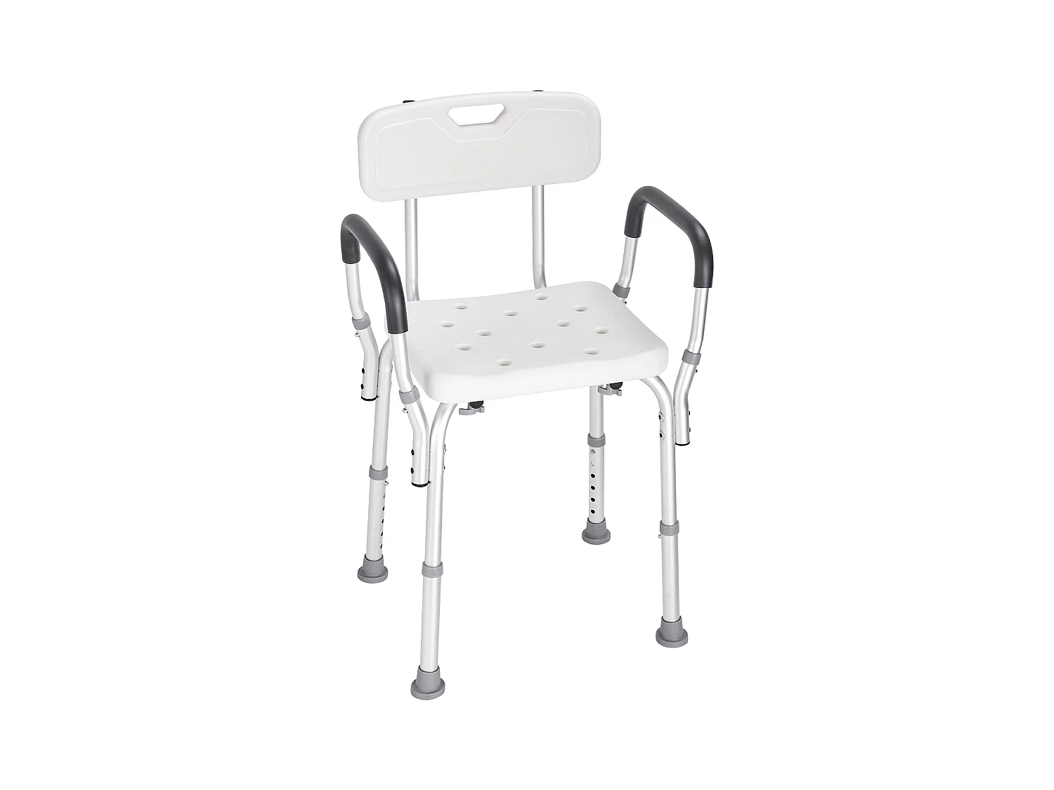 Chaise de Douche SucceBuy avec Dossier et Accoudoirs, Banc de Bain à Hauteur Réglable, Capacité de 350 lb