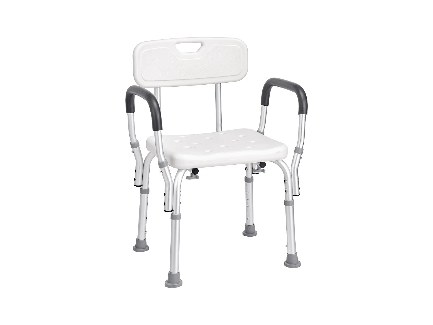 Chaise de Douche SucceBuy avec Dossier et Accoudoirs, Banc de Bain à Hauteur Réglable, Capacité de 350 lb