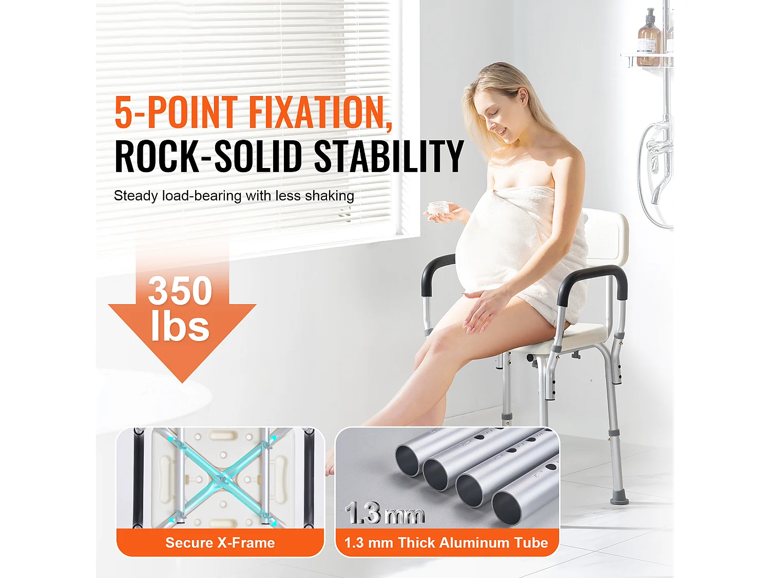 Duschstuhl SucceBuy Duschstuhl mit Rückenlehne und Armlehnen, Höhenverstellbare Badebank, 158 kg Tragkraft