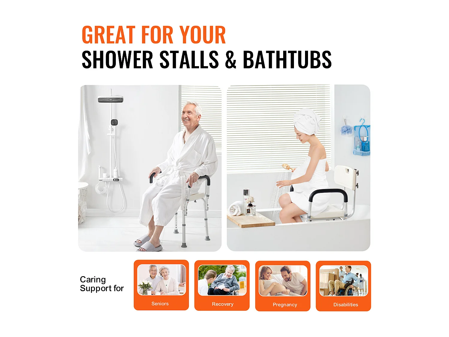 Duschstuhl SucceBuy Duschstuhl mit Rückenlehne und Armlehnen, Höhenverstellbare Badebank, 158 kg Tragkraft