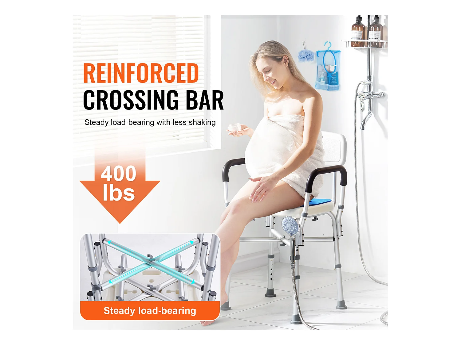 Chaise de Douche SucceBuy Chaise de Douche Robuste de 400 lb avec Hauteur Réglable, Spécialement Conçue pour un Confort Accru Dans la Baignoire