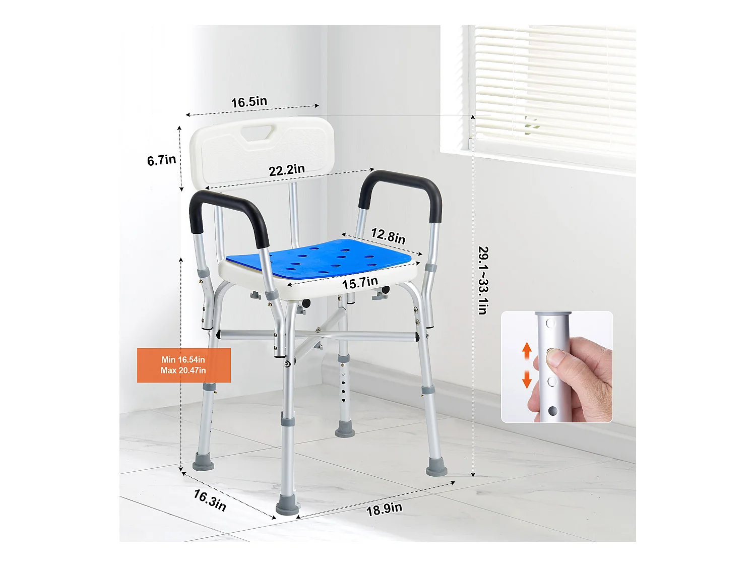 Chaise de Douche SucceBuy Chaise de Douche Robuste de 400 lb avec Hauteur Réglable, Spécialement Conçue pour un Confort Accru Dans la Baignoire