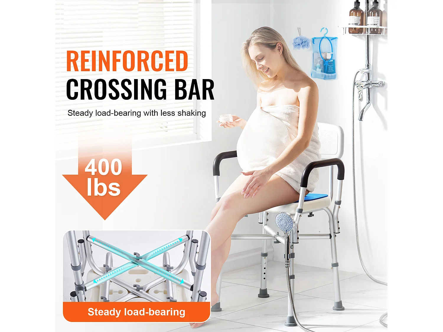 Chaise de Douche SucceBuy Chaise de Douche Robuste de 400 lb avec Hauteur Réglable, Spécialement Conçue pour un Confort Accru Dans la Baignoire