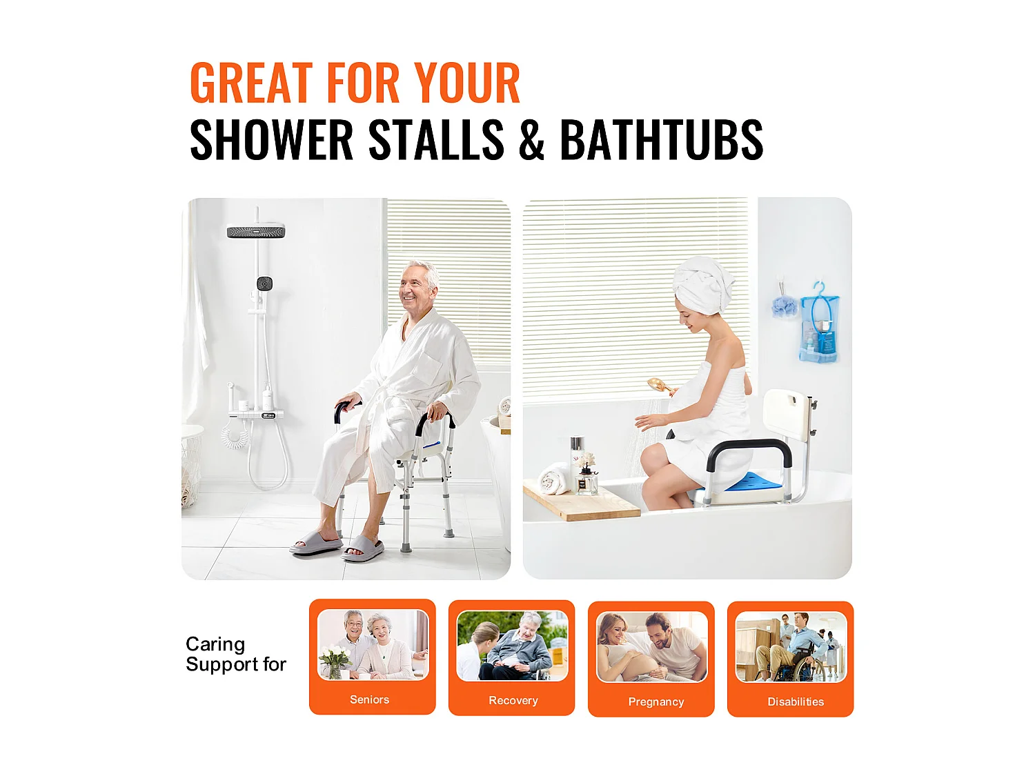 Chaise de Douche SucceBuy Chaise de Douche Robuste de 400 lb avec Hauteur Réglable, Spécialement Conçue pour un Confort Accru Dans la Baignoire