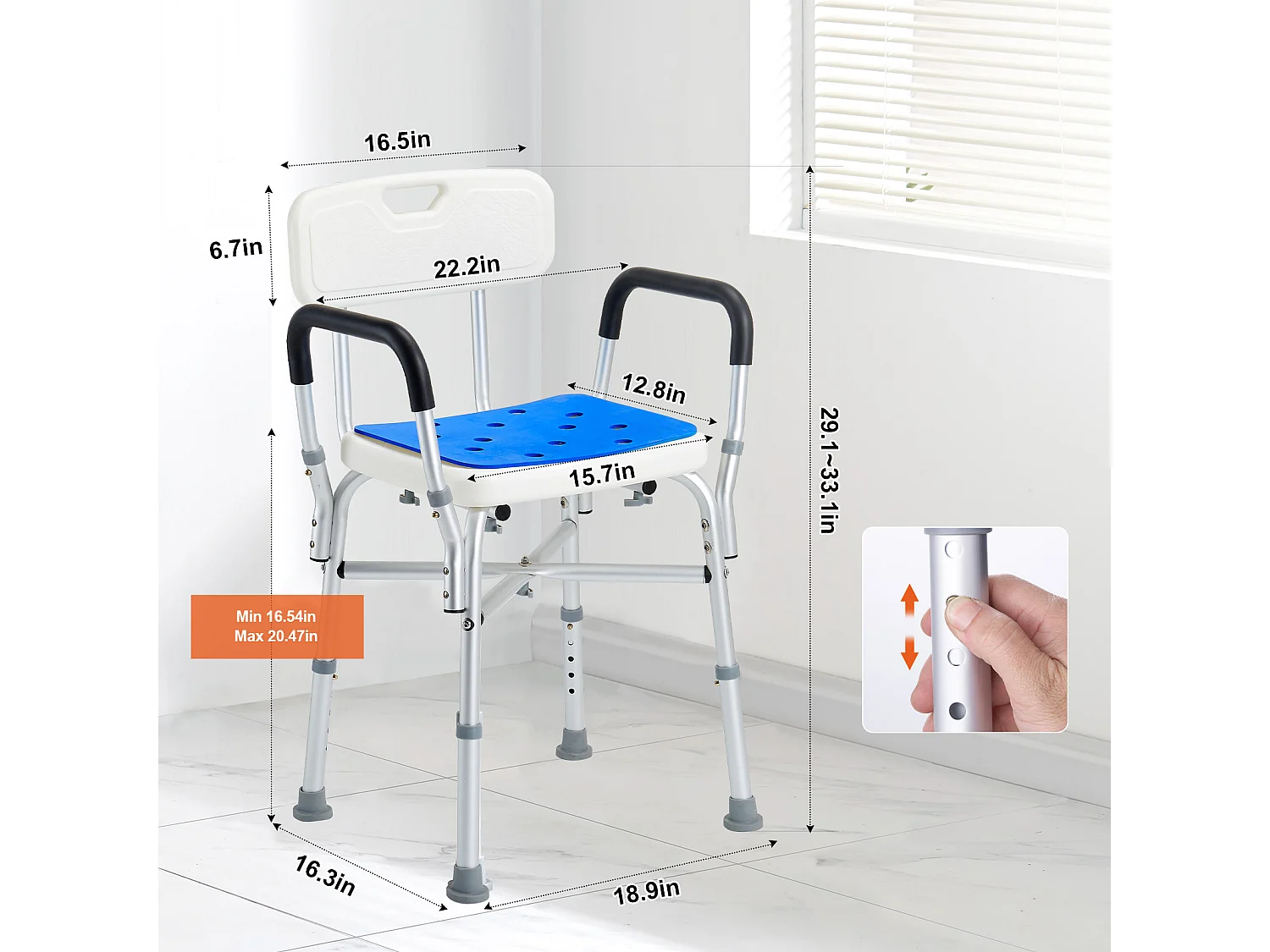 Chaise de Douche SucceBuy Chaise de Douche Robuste de 400 lb avec Hauteur Réglable, Spécialement Conçue pour un Confort Accru Dans la Baignoire