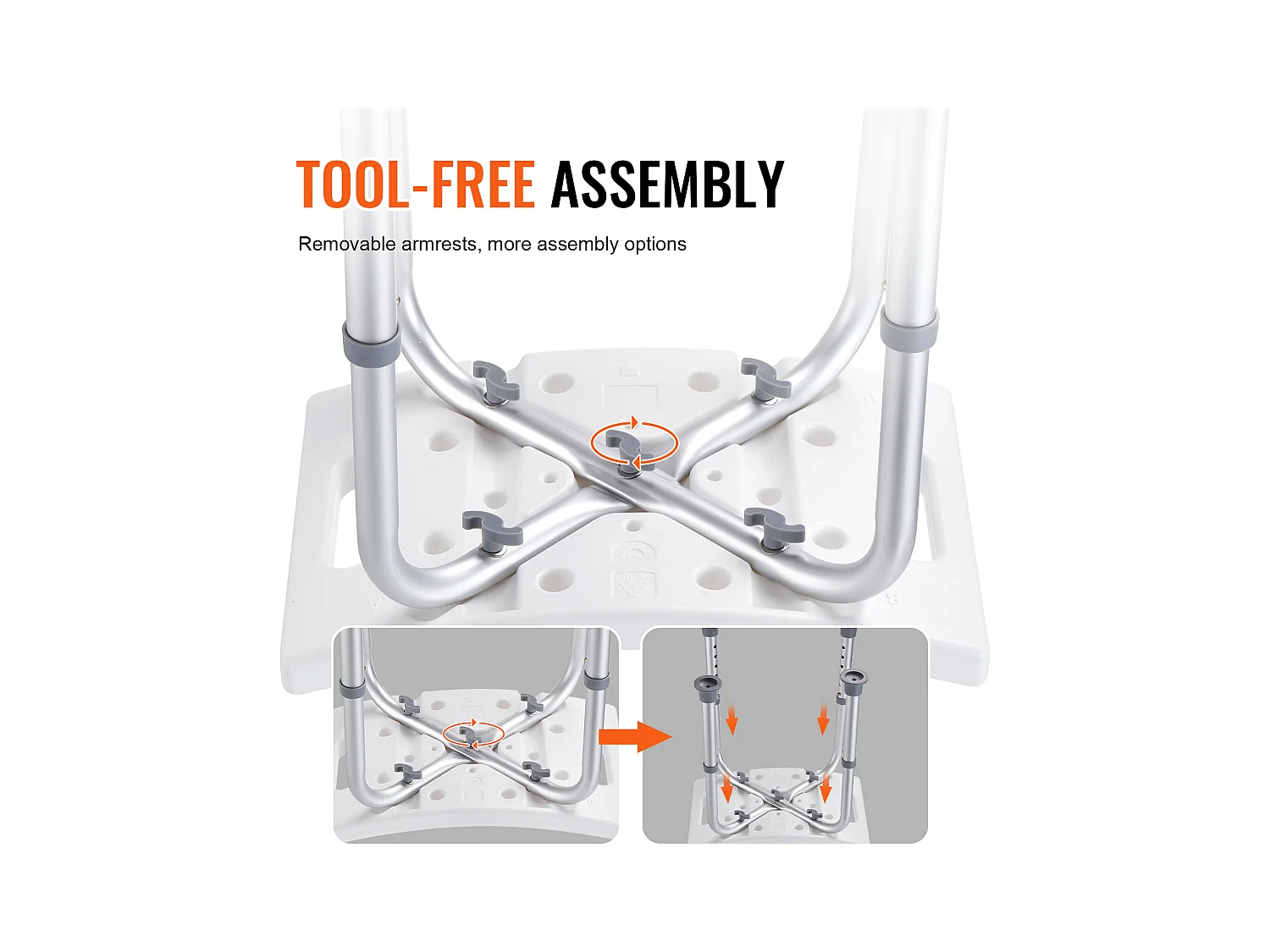 Chaise de Douche SucceBuy  Chaise de Douche Réglable, Tabouret de Bain Rembourré, Capacité de 350 lb
