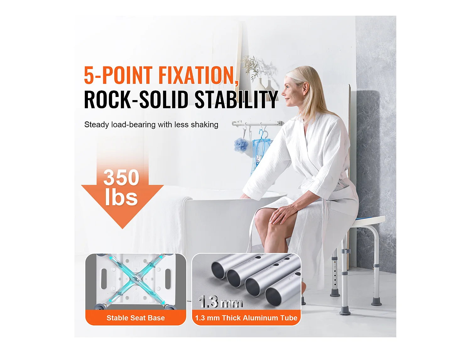 Chaise de Douche SucceBuy  Chaise de Douche Réglable, Tabouret de Bain Rembourré, Capacité de 350 lb