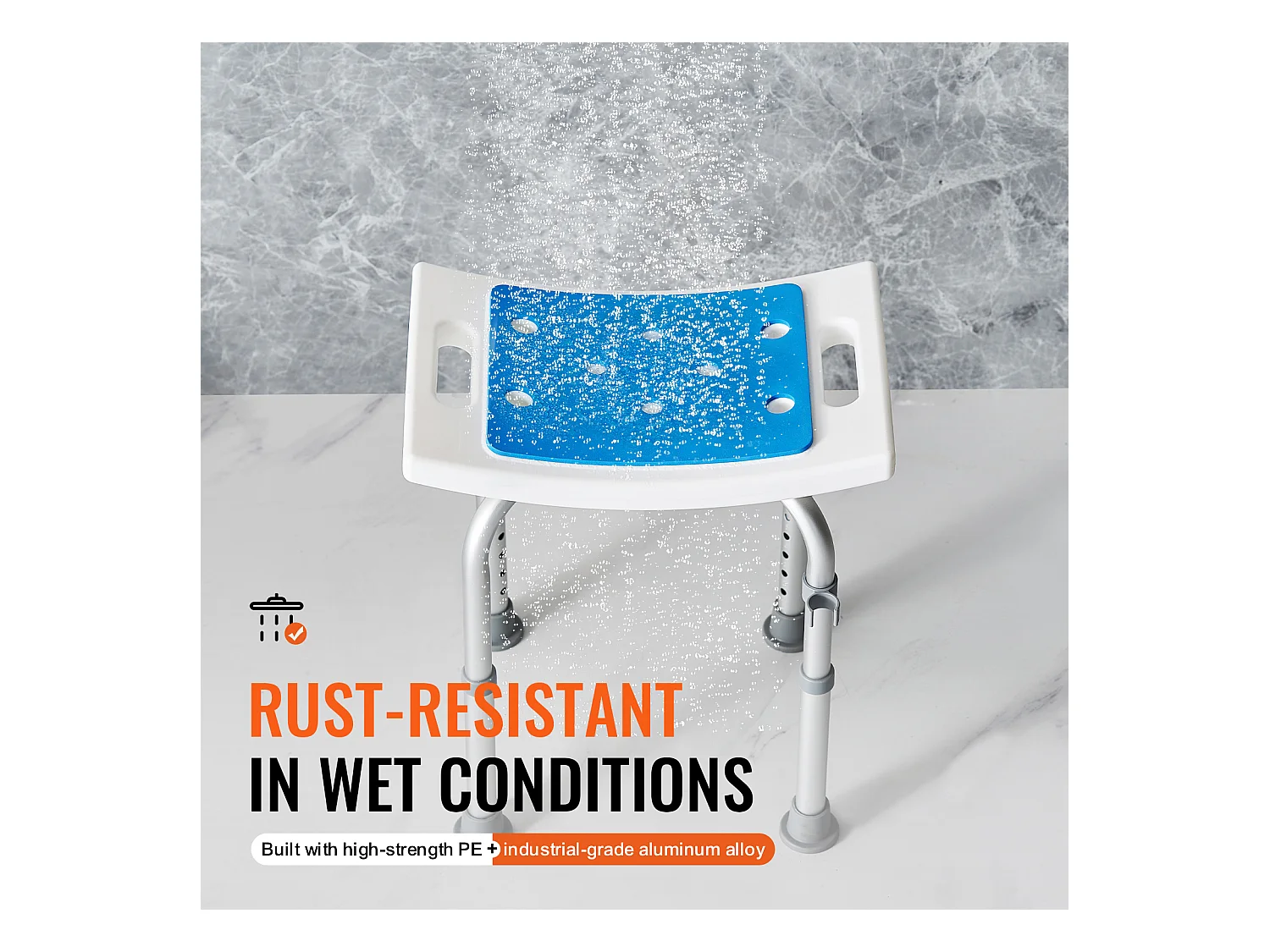 Chaise de Douche SucceBuy  Chaise de Douche Réglable, Tabouret de Bain Rembourré, Capacité de 350 lb