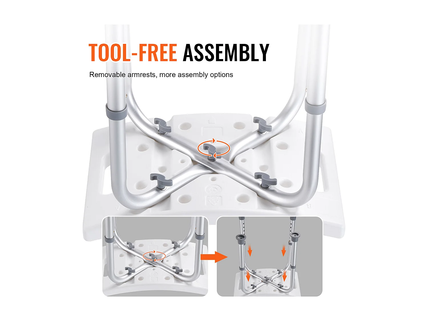 Chaise de Douche SucceBuy  Chaise de Douche Réglable, Tabouret de Bain Rembourré, Capacité de 350 lb