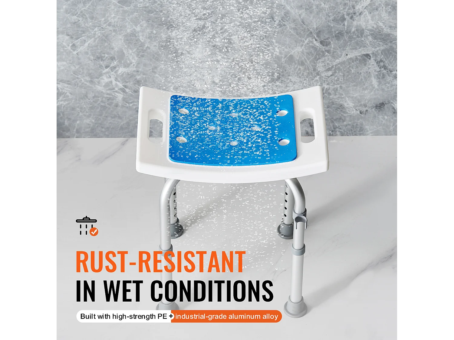 Chaise de Douche SucceBuy  Chaise de Douche Réglable, Tabouret de Bain Rembourré, Capacité de 350 lb