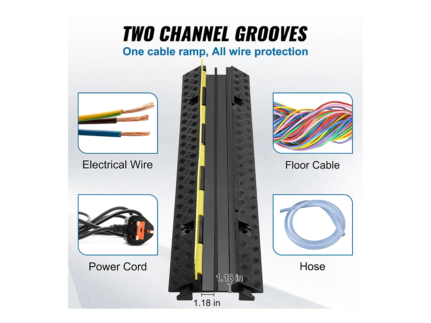 Kabelschutzrampe 3PC SucceBuy, 2 Kanäle, 12000 lbs Tragkraft, Drahtabdeckung