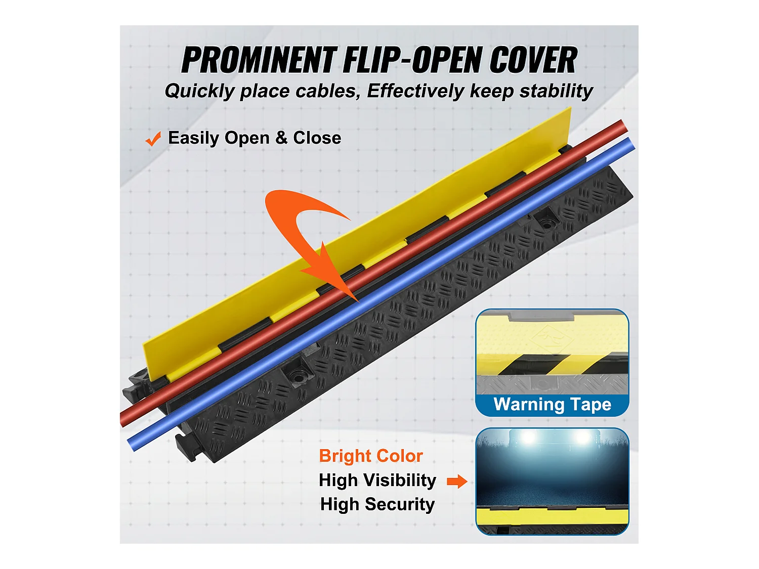 Kabelschutzrampe 3PC SucceBuy, 2 Kanäle, 12000 lbs Tragkraft, Drahtabdeckung