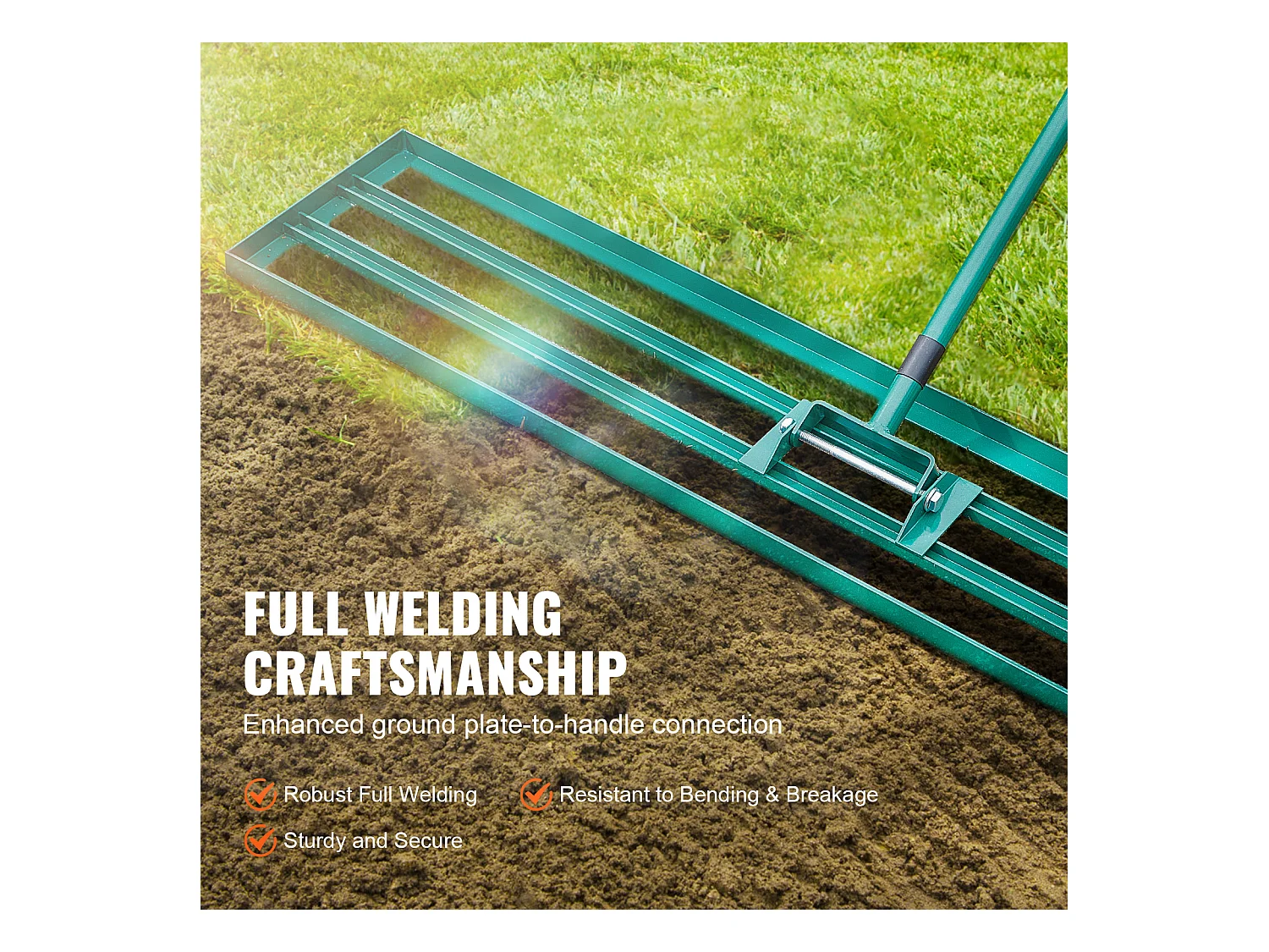 Rastrello Livellatore SucceBuy Lawn 91.4 cm x 25.4cm Attrezzo da Giardino con Manico Esteso in Acciaio da 198.1cm per Giardini