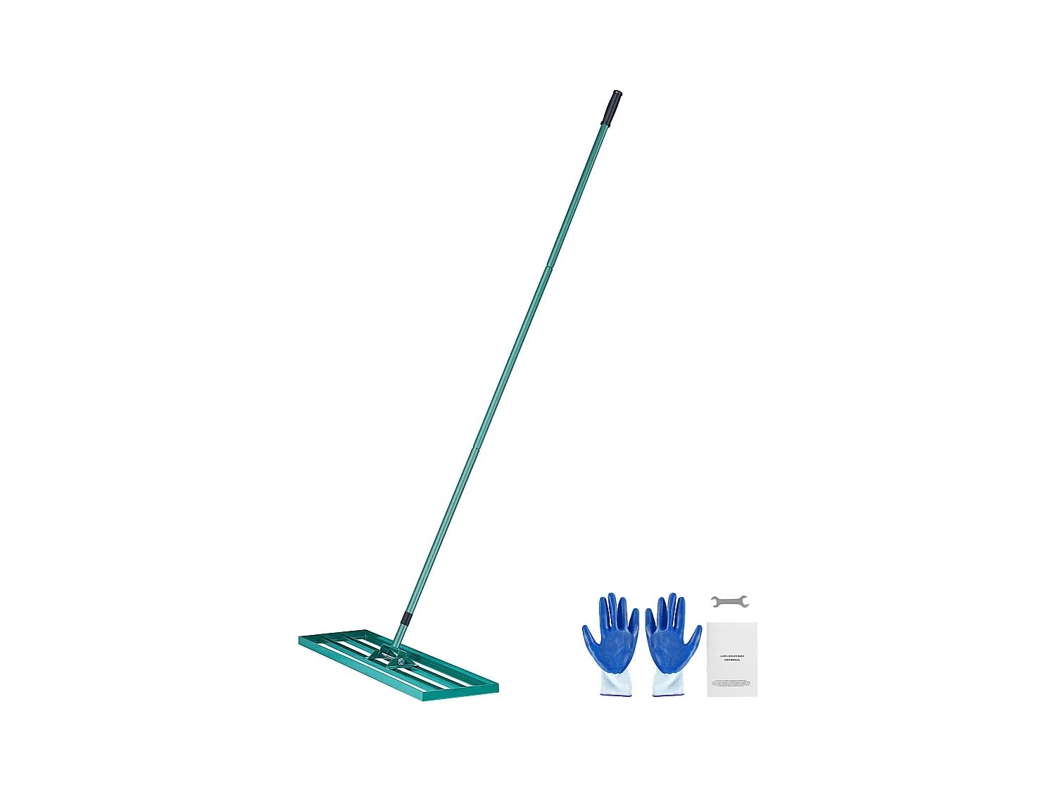 Rasennivellierungsrechen SucceBuy, 91,4 x 25,4 cm, Gartenwerkzeug mit 198,1 cm Verlängertem Stahlgriff für Gärten