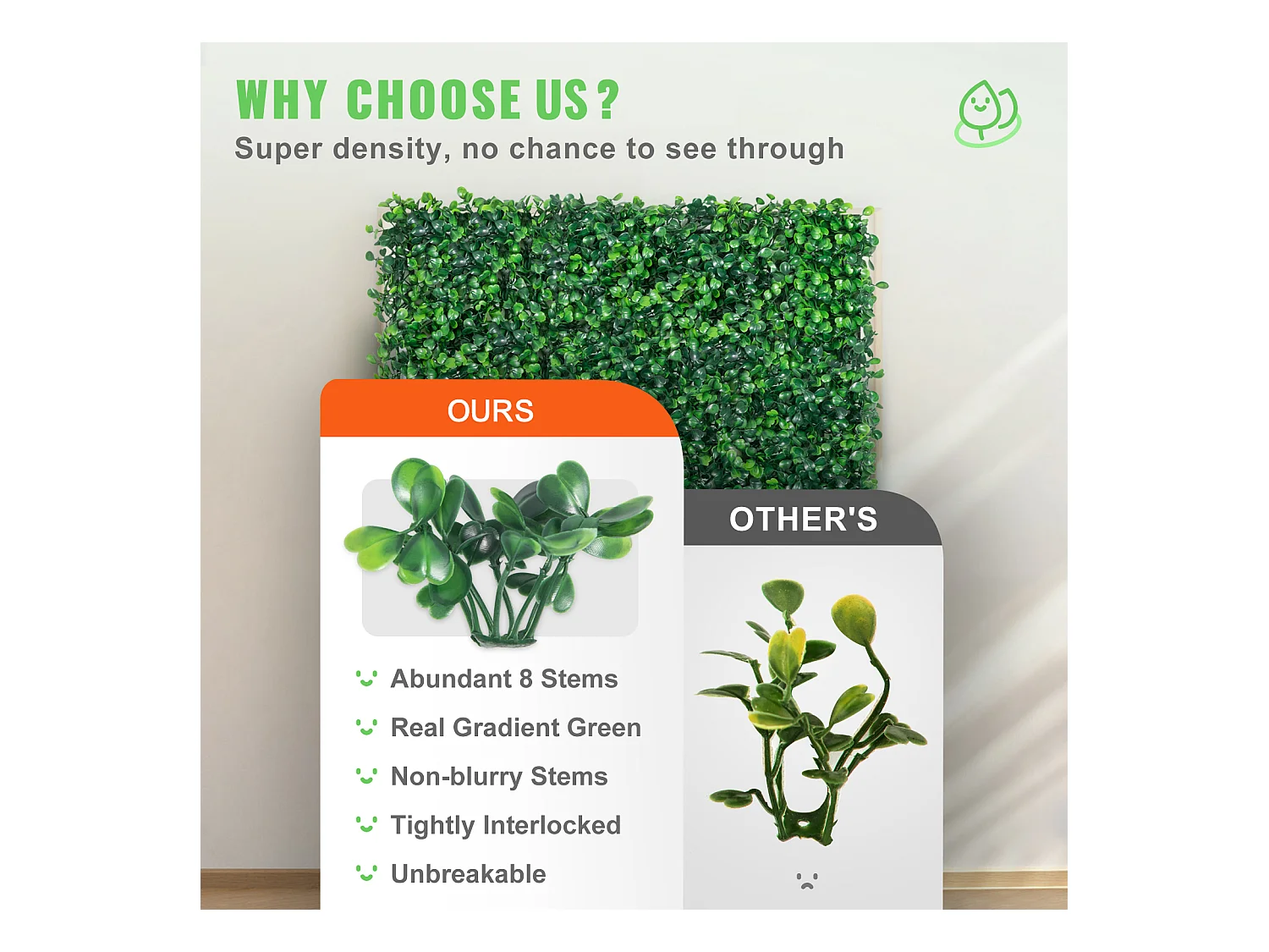 Panneau de Buis Artificiel SucceBuy 12 pièces 25.4cm x 25.4cm Tapis Mural de Haie D'herbe pour Clôture