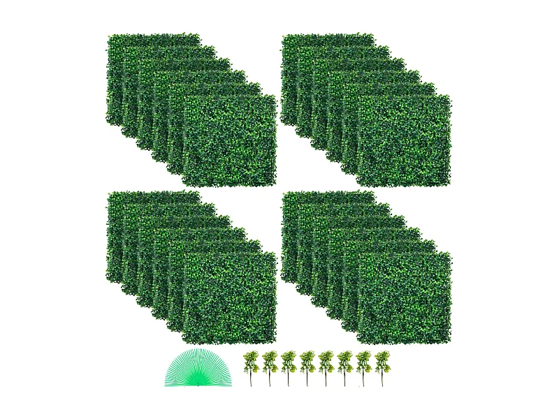 Künstliche Buchsbaumplatten SucceBuy UV-künstliche Buchsbaumplatten, 24 Stück, 50,8 cm x 50,8 cm, für Hecke, Wand, Zaun