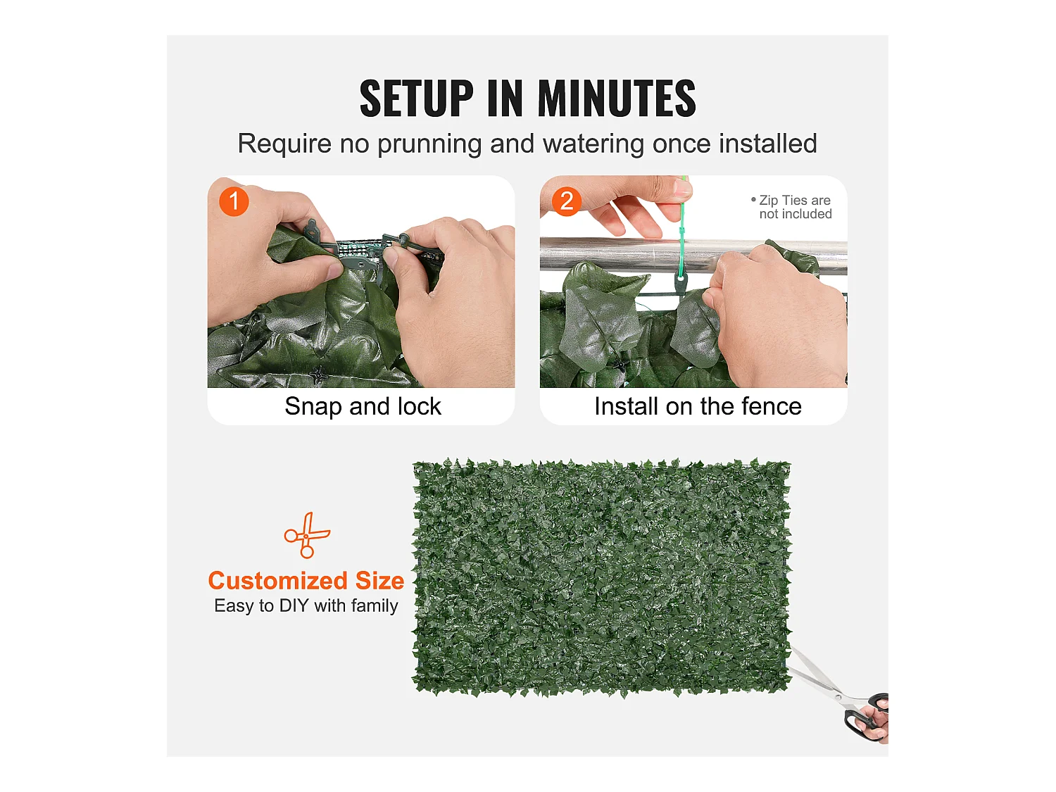 Panneaux de Buis Artificiels SucceBuy Clôture en Feuilles de Lierre Artificielles 149.8cm x248.9cm avec Support en Tissu Maillé