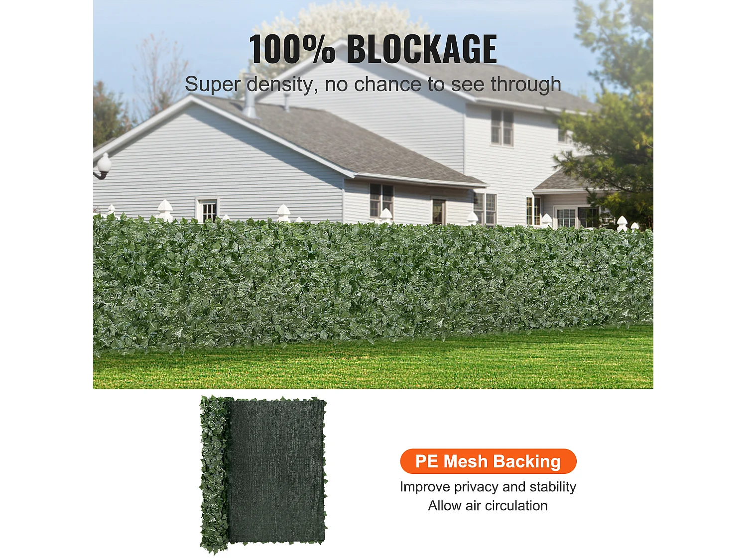 Panneaux de Buis Artificiels SucceBuy Clôture en Feuilles de Lierre Artificielles 149.8cm x248.9cm avec Support en Tissu Maillé