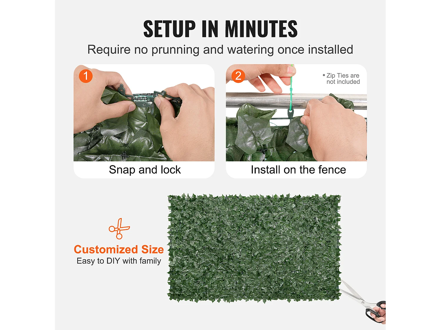 Panneaux de Buis Artificiels SucceBuy Clôture en Feuilles de Lierre Artificielles 149.8cm x248.9cm avec Support en Tissu Maillé