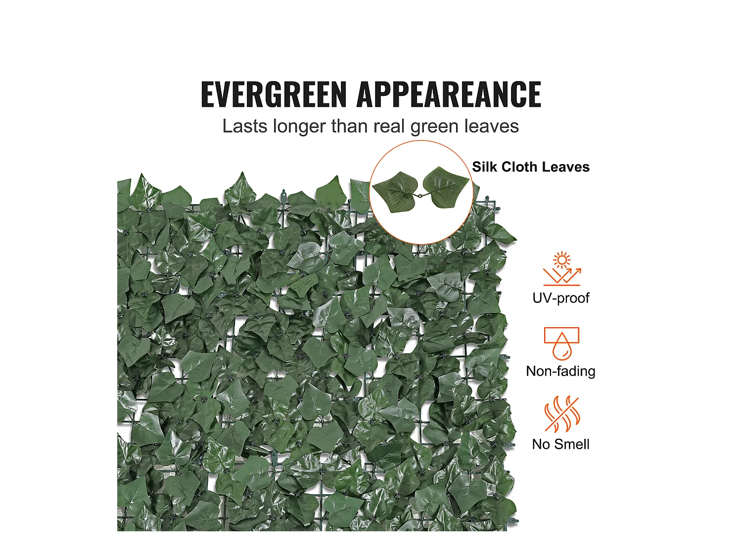 Panneaux de Buis Artificiels SucceBuy Panneau Décoratif de Clôture D'intimité en Feuilles de Lierre Artificiel 149.8cm x 248.9cm