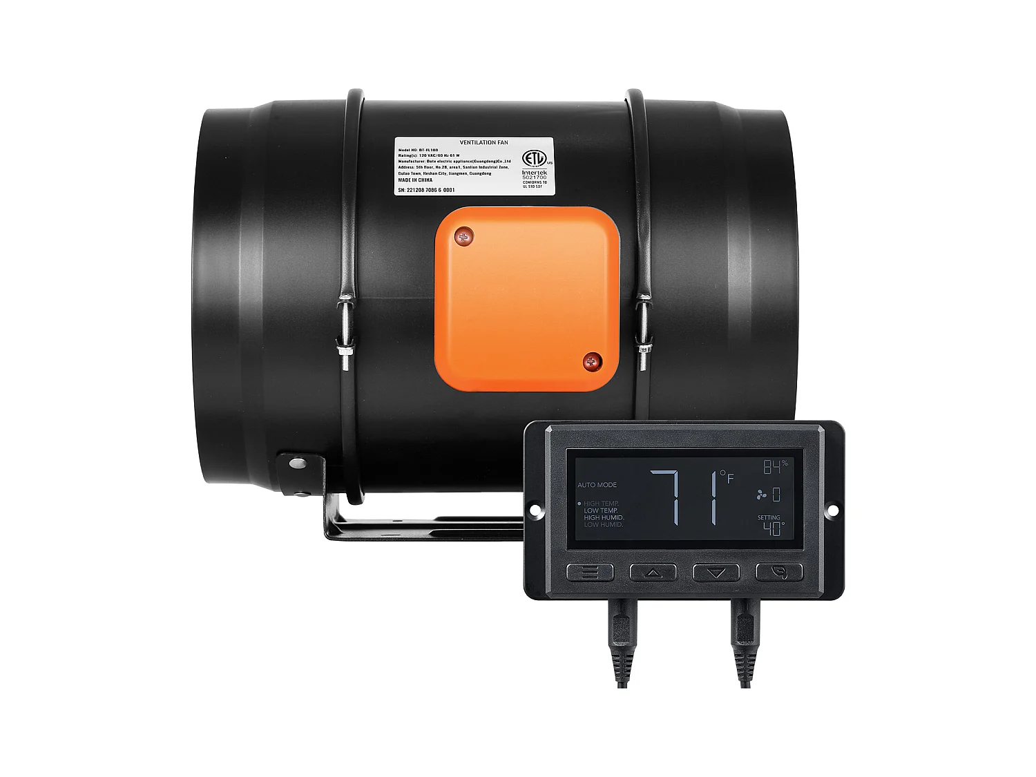 Inline Kanaalventilator 20 cm SucceBuy, HVAC-afzuigventilator met EC-variabele Snelheidsregeling