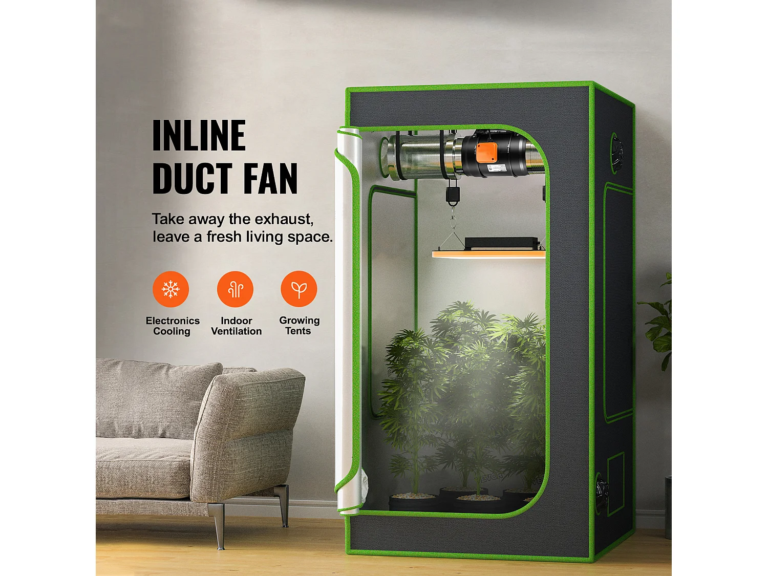 Inline Kanaalventilator 20 cm SucceBuy, HVAC-afzuigventilator met EC-variabele Snelheidsregeling