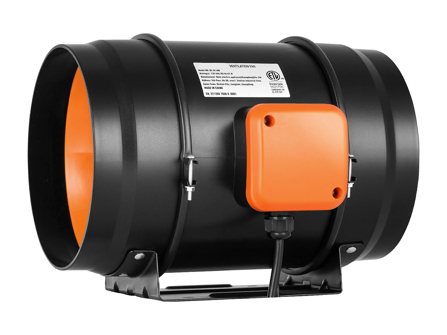 Inline Kanaalventilator 20 cm SucceBuy, HVAC-afzuigventilator met EC-variabele Snelheidsregeling