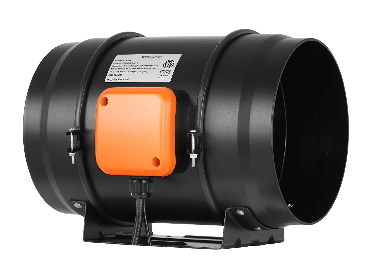 Inline Kanaalventilator 20 cm SucceBuy, HVAC-afzuigventilator met EC-variabele Snelheidsregeling