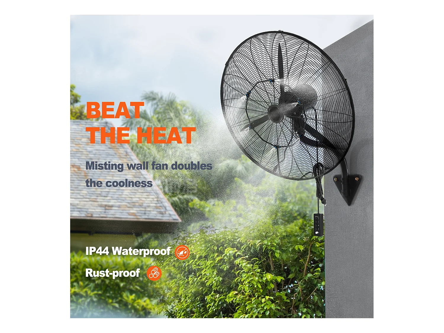 Ventilateur Brumisateur, SucceBuy Ventilateur à Brume Oscillante 60.96 CM 3 Vitesses 115 W en Métal