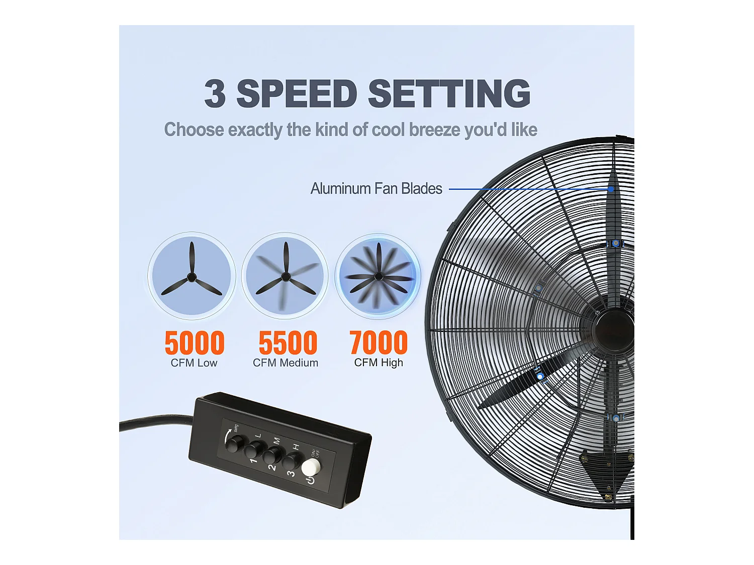 Ventilateur Brumisateur, SucceBuy Ventilateur à Brume Oscillante 60.96 CM 3 Vitesses 115 W en Métal