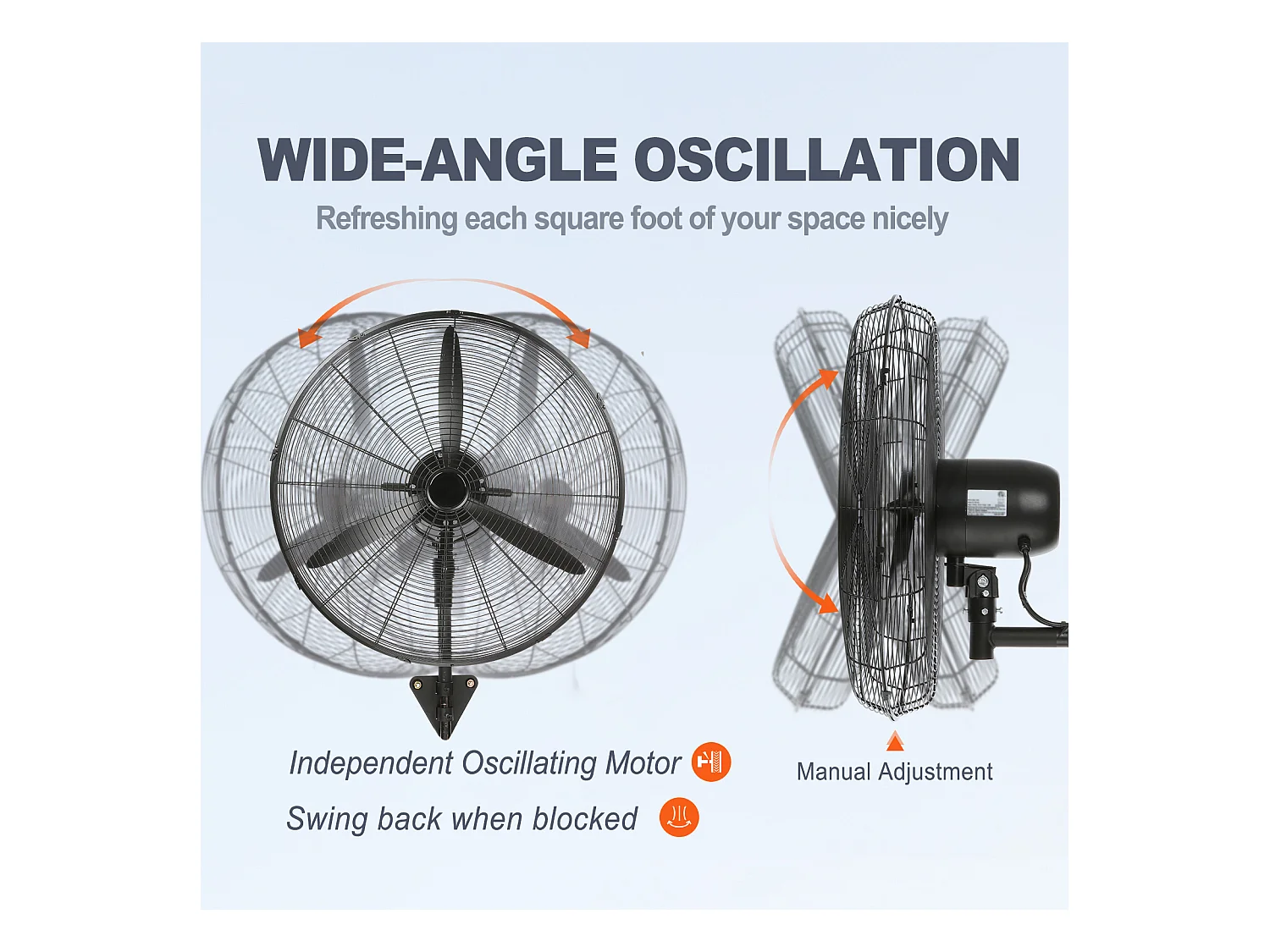 Ventilateur Brumisateur, SucceBuy Ventilateur à Brume Oscillante 60.96 CM 3 Vitesses 115 W en Métal