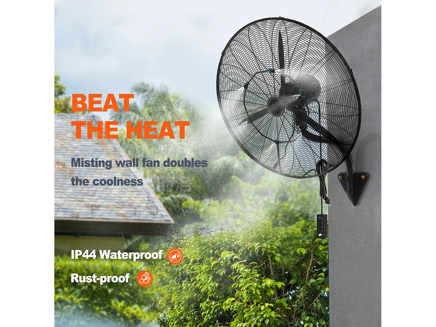 Ventilateur Brumisateur, SucceBuy Ventilateur à Brume Oscillante 60.96 CM 3 Vitesses 115 W en Métal