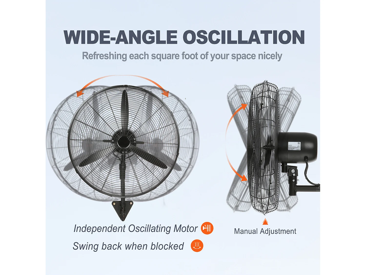 Ventilateur Brumisateur, SucceBuy Ventilateur à Brume Oscillante 60.96 CM 3 Vitesses 115 W en Métal
