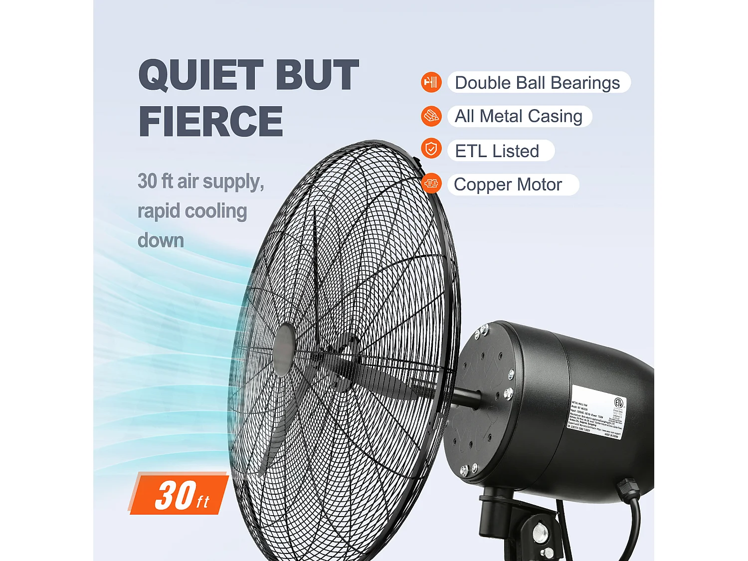 Ventilateur Brumisateur, SucceBuy Ventilateur à Brume Oscillante 60.96 CM 3 Vitesses 115 W en Métal