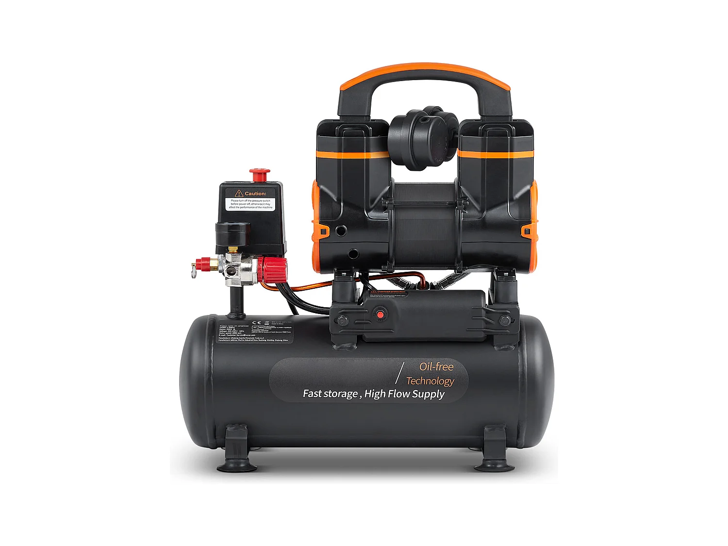 Compresseur D'air SucceBuy de 2,1 Gallons, 900 W, 2,2 CFM à 90 PSI, 70 dB Ultra Silencieux, Sans Huile