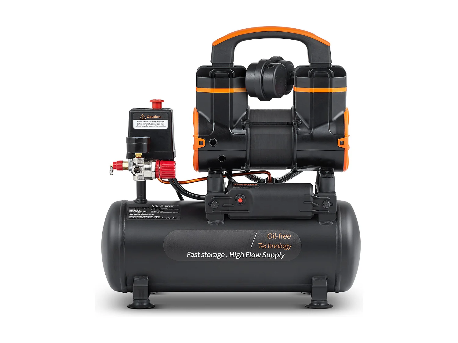 Compresseur D'air SucceBuy de 2,1 Gallons, 900 W, 2,2 CFM à 90 PSI, 70 dB Ultra Silencieux, Sans Huile