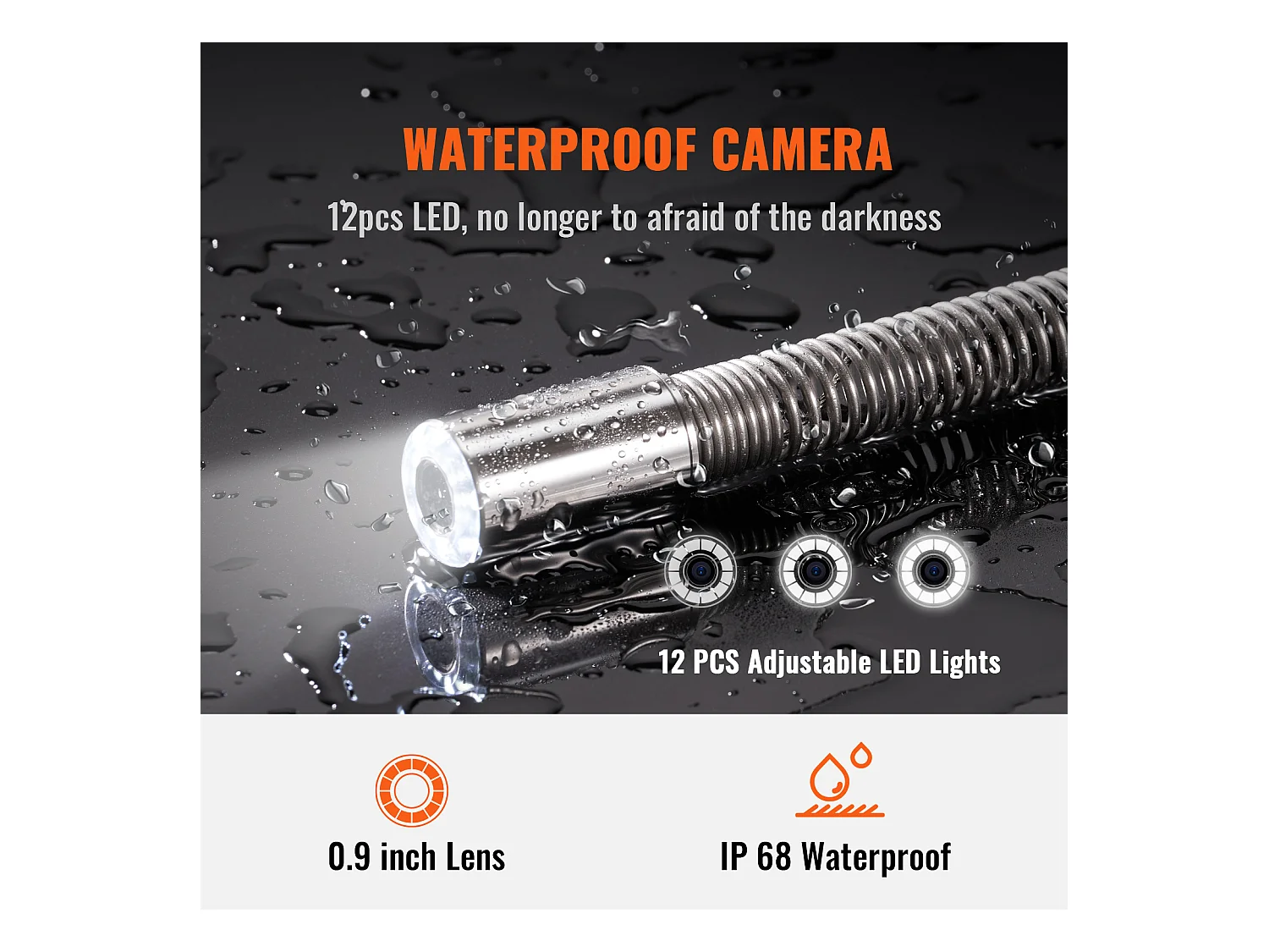 Caméra SucceBuy Caméra D'inspection Des Égouts 512hz Sonde 9in 720p Screen 300 ft