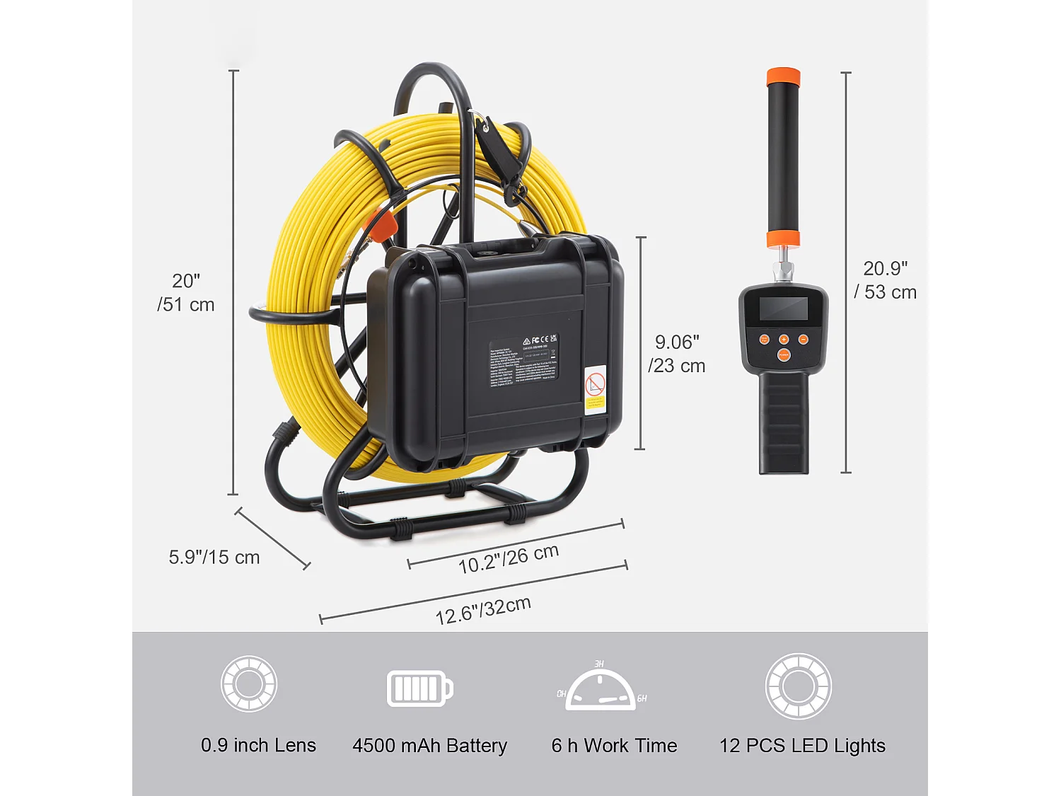 Caméra SucceBuy Caméra D'inspection Des Égouts 512hz Sonde 9in 720p Screen 300 ft