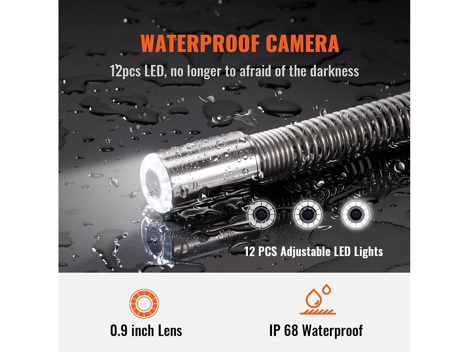 Caméra SucceBuy Caméra D'inspection Des Égouts 512hz Sonde 9in 720p Screen 300 ft