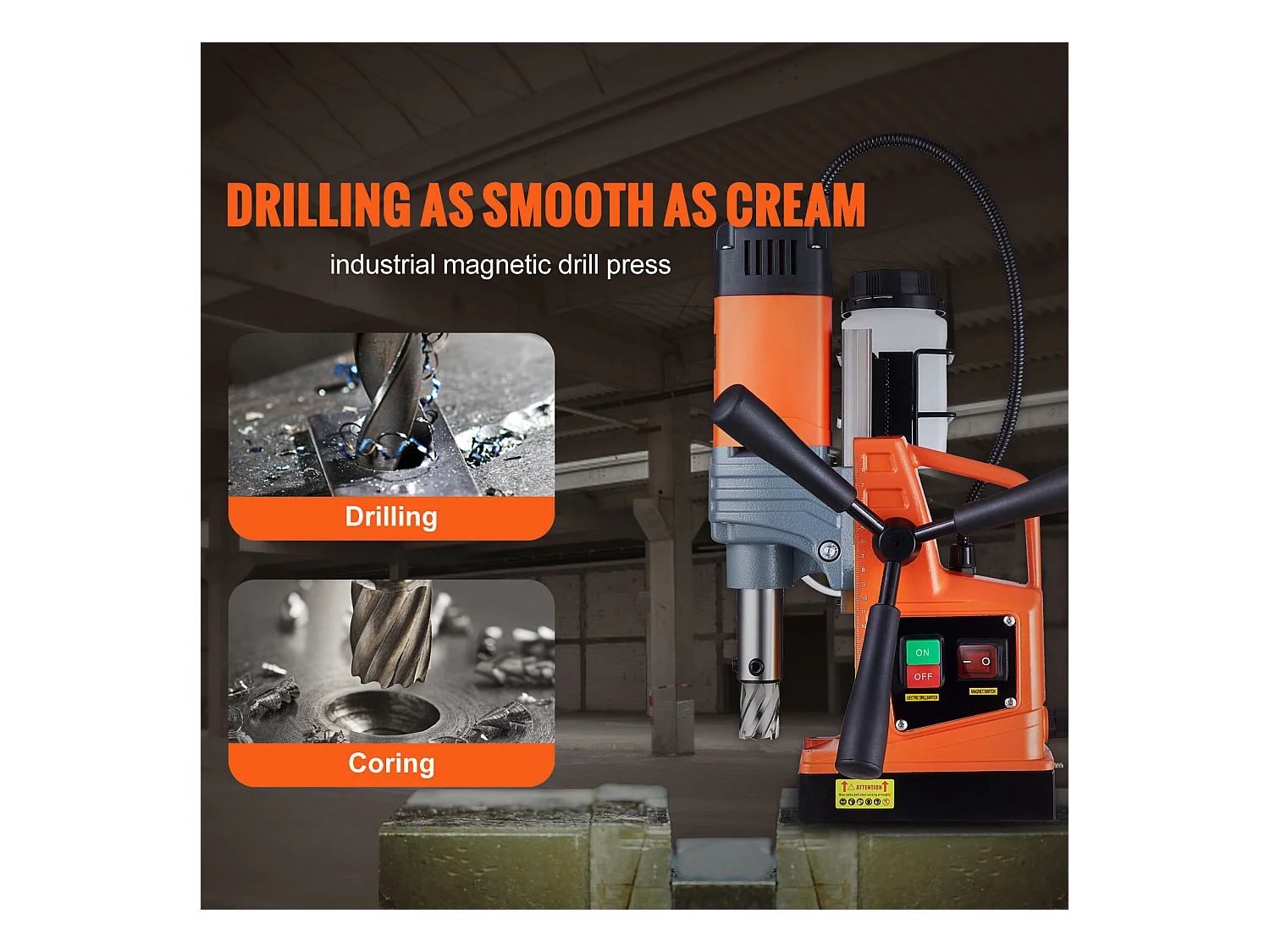 Perceuse Magnétique SucceBuy 1300 W, 2922 lbf, 810 tr/min, Perceuse à Colonne Magnétique Portable