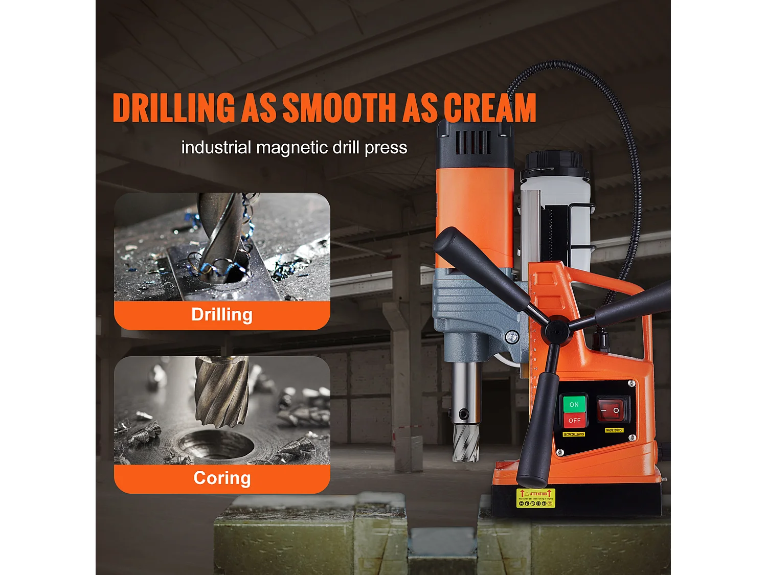 Wiertarka Magnetyczna 1300 W SucceBuy, 2922 lbf, 810 obr./min, Przenośna Wiertarka Magnetyczna