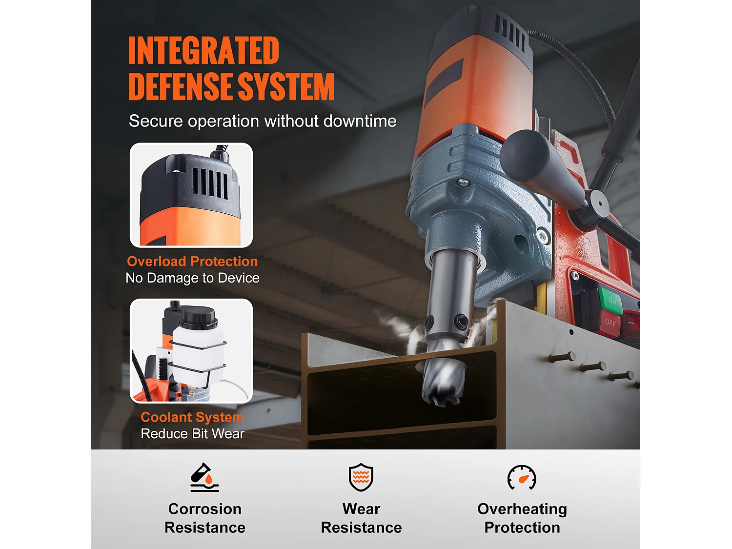 Wiertarka Magnetyczna 1300 W SucceBuy, 2922 lbf, 810 obr./min, Przenośna Wiertarka Magnetyczna