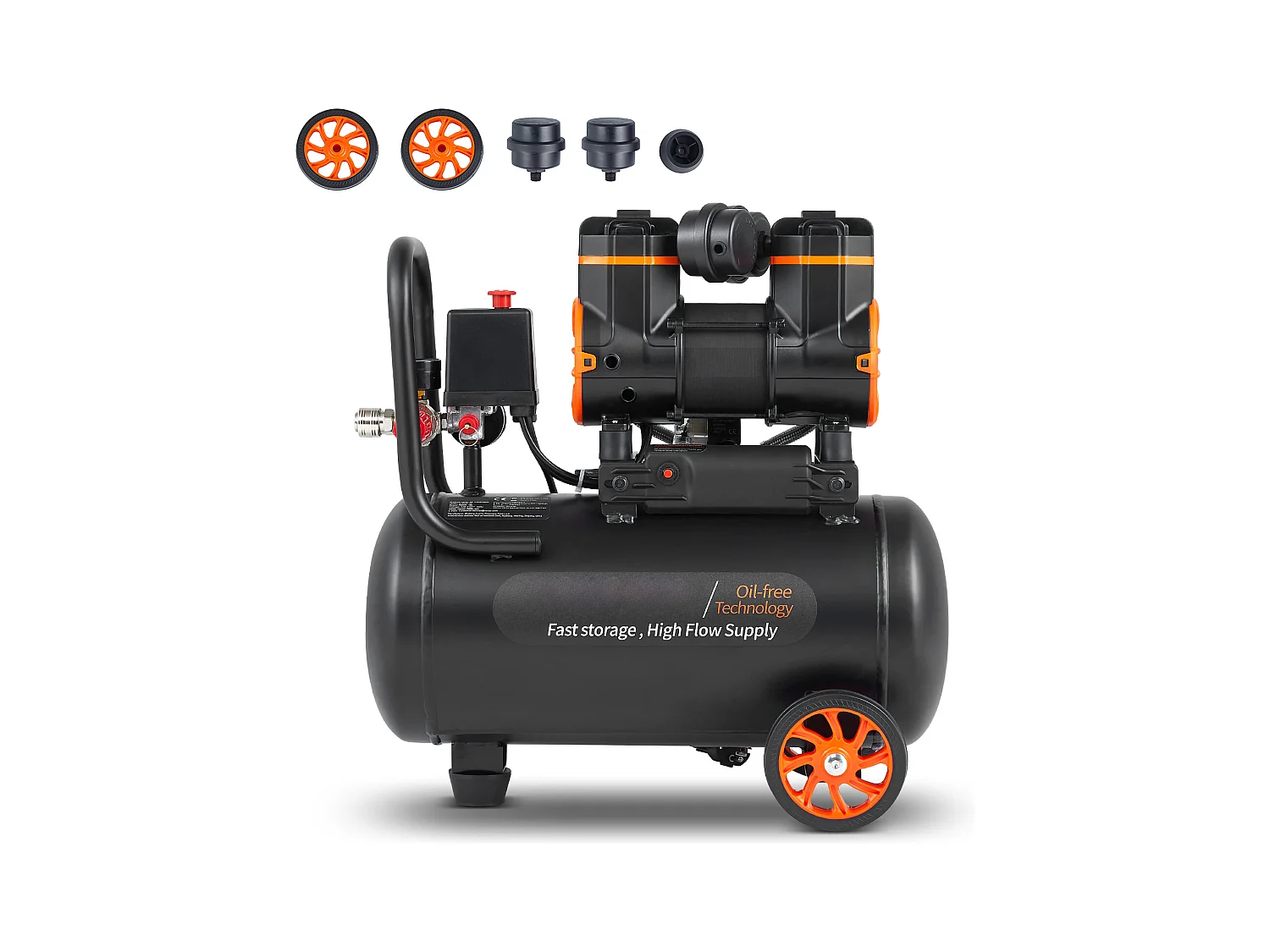 Gallonen-Luftkompressor SucceBuy 4,8 Gallonen 900 W 2,2 CFM Bei 90 PSI Ultraleiser Ölfreier Luftkompressor