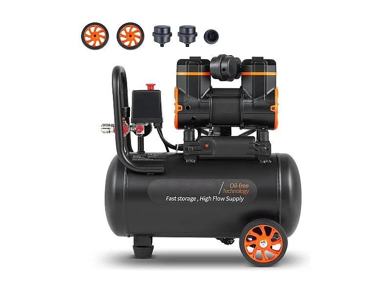 Luchtcompressor SucceBuy 4,8 Gallon 900W 2,2 CFM bij 90 PSI Ultra Stille Olievrije luchtcompressor