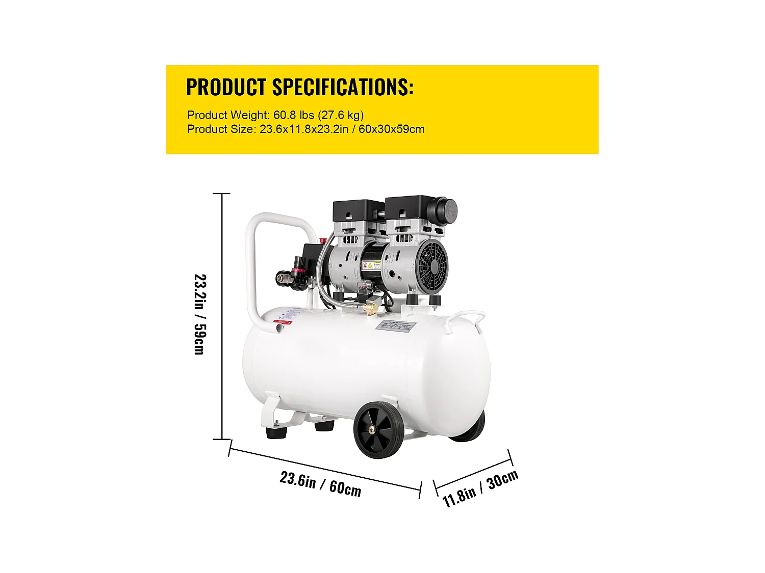 Gallonen-Luftkompressor SucceBuy Ultraleiser Luftkompressor, Ölfrei, 13,2 Gallonen, 1 PS