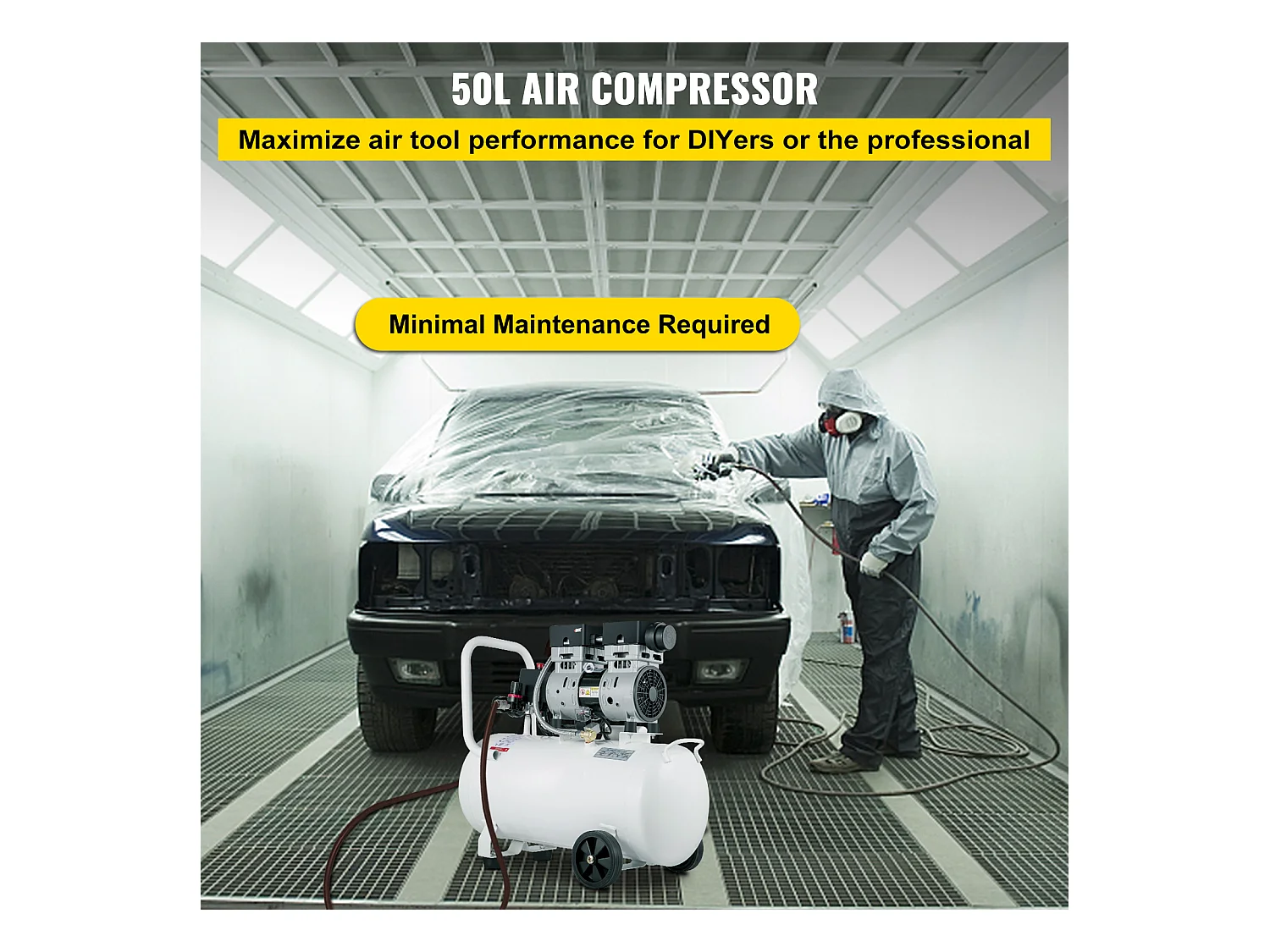 Gallonen-Luftkompressor SucceBuy Ultraleiser Luftkompressor, Ölfrei, 13,2 Gallonen, 1 PS