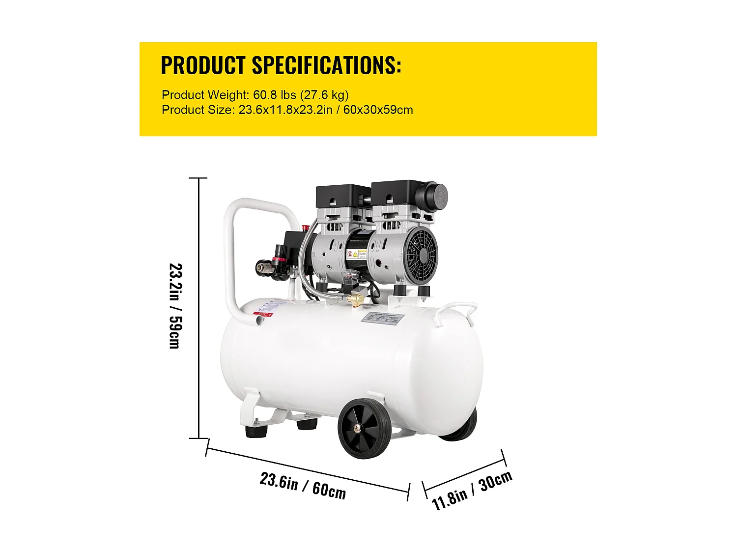 Compresseur D'air SucceBuy Compresseur D'air Ultra Silencieux, Sans Huile, 13,2 Gallons, 1 CV